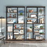 Boekenkast industrieel - Voor woonkamer, slaapkamer of kantoor - Opbergkast - 200cm - Vakkenkast - Bruin