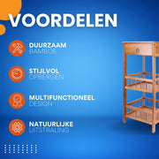 Opulence Rustiek Nachtkastje - Voor Slaapkamer of Woonkamer - Bijzettafeltje met Lade en Open Plank - Houtlook Afwerking - 78cm