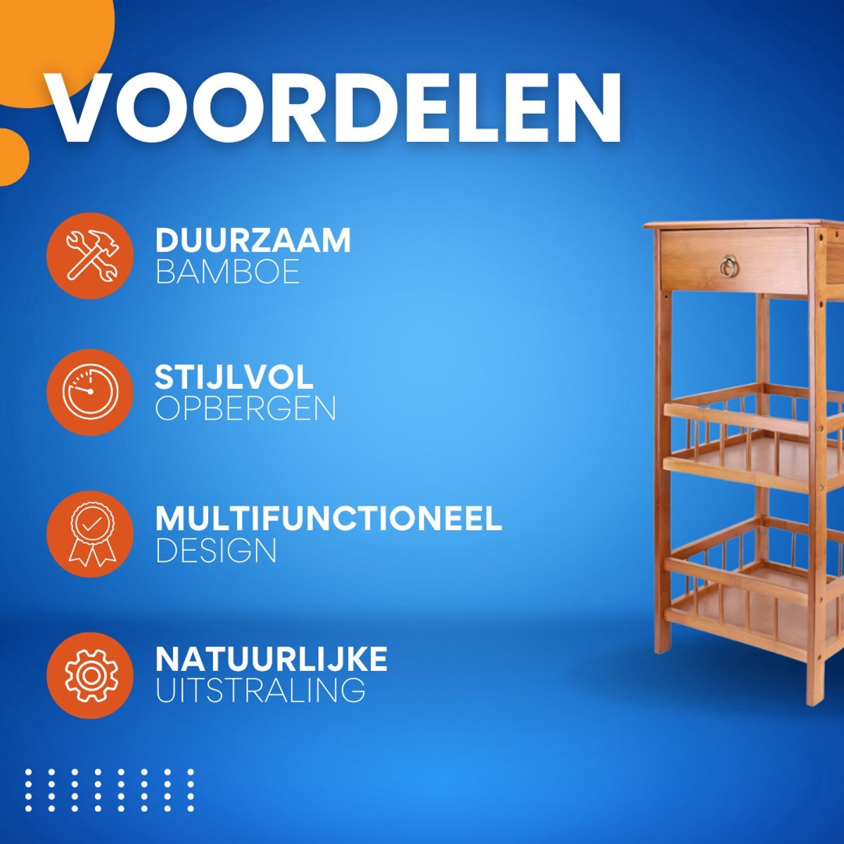 Opulence Rustiek Nachtkastje - Voor Slaapkamer of Woonkamer - Bijzettafeltje met Lade en Open Plank - Houtlook Afwerking - 78cm