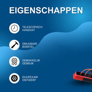 Reinigingsborstel voor Zonnepanelen - 9 meter - Met Telescopisch Handvat - Draaibare Raam- & Paneelborstel