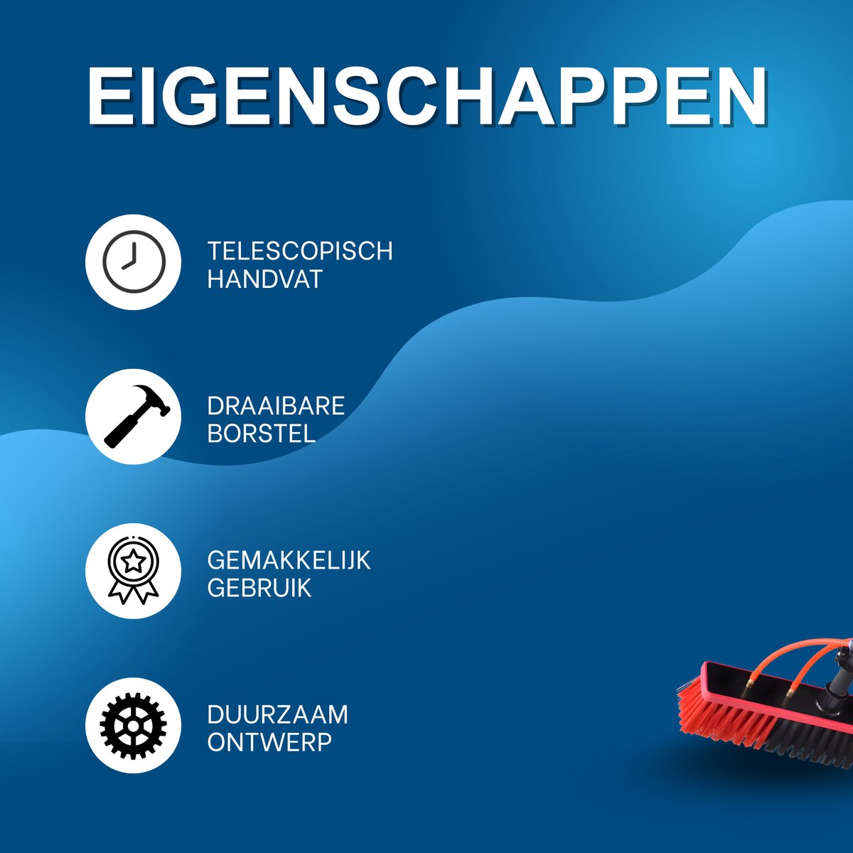 Reinigingsborstel voor Zonnepanelen - 9 meter - Met Telescopisch Handvat - Draaibare Raam- & Paneelborstel
