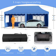 Paviljoen- Partytent - Tuin tent - Overkapping - Gazebo - Opvouwbare Partytent met Zijwanden - UV50+ Bescherming - Waterdicht & Stevig - Voor Tuinfeest & Buitengebruik - Blauw - 3x6m
