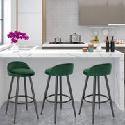 Velvet Barkrukken Glasgow - Set van 2 - Groen - Met rugleuning - Barstoelen ergonomisch - Keuken - Zithoogte 69cm