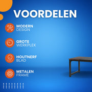Bureau - Computerbureau - Lange bureau - Vergadertafel - Voor thuis of kantoor - Zwart/Bruin