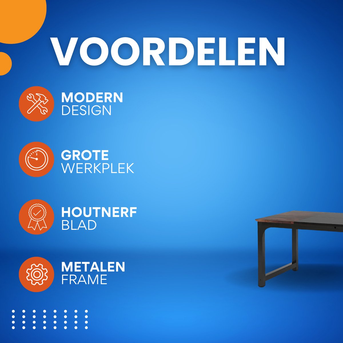 Bureau - Computerbureau - Lange bureau - Vergadertafel - Voor thuis of kantoor - Zwart/Bruin