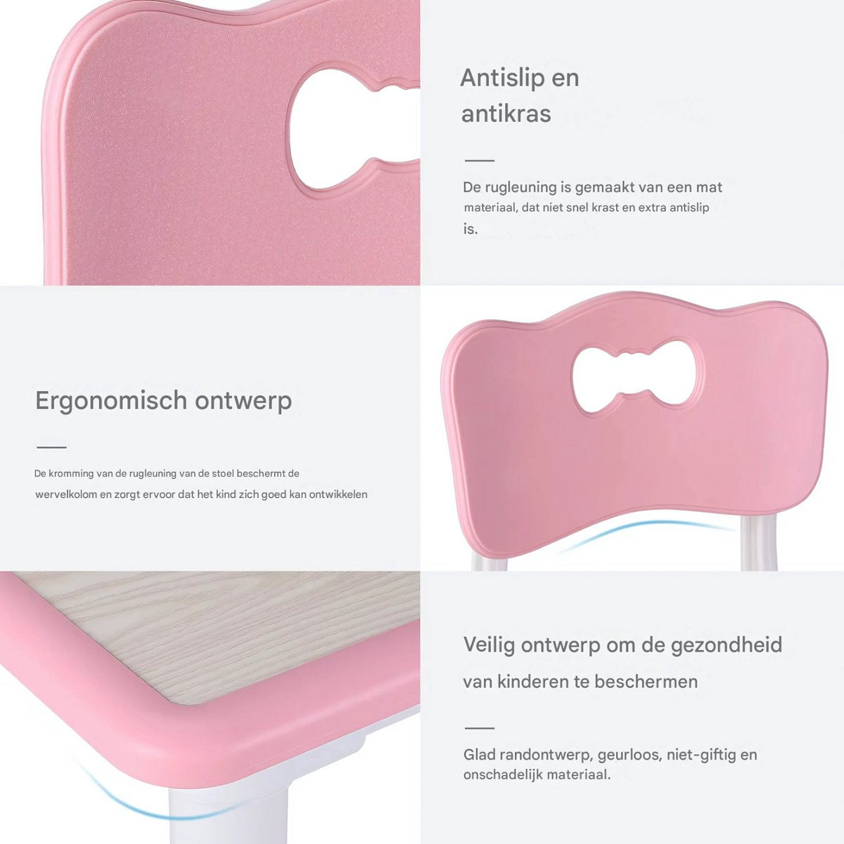 Kindertafel en 4-stoelenset In hoogte verstelbare tafelset voor peuters met meerdere activiteit Studie schrijven, spelen voor kinderen Kindertafel en stoel - Roze - 120x60cm