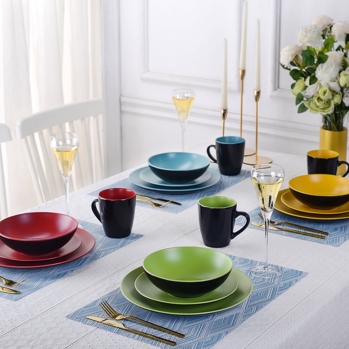 Sorella Serviesset - 32 delig - 8 persoons - Rainbow - Dinerborden - Bordenset - Diepe borden - Ontbijtborden - Servies - Keukenservies