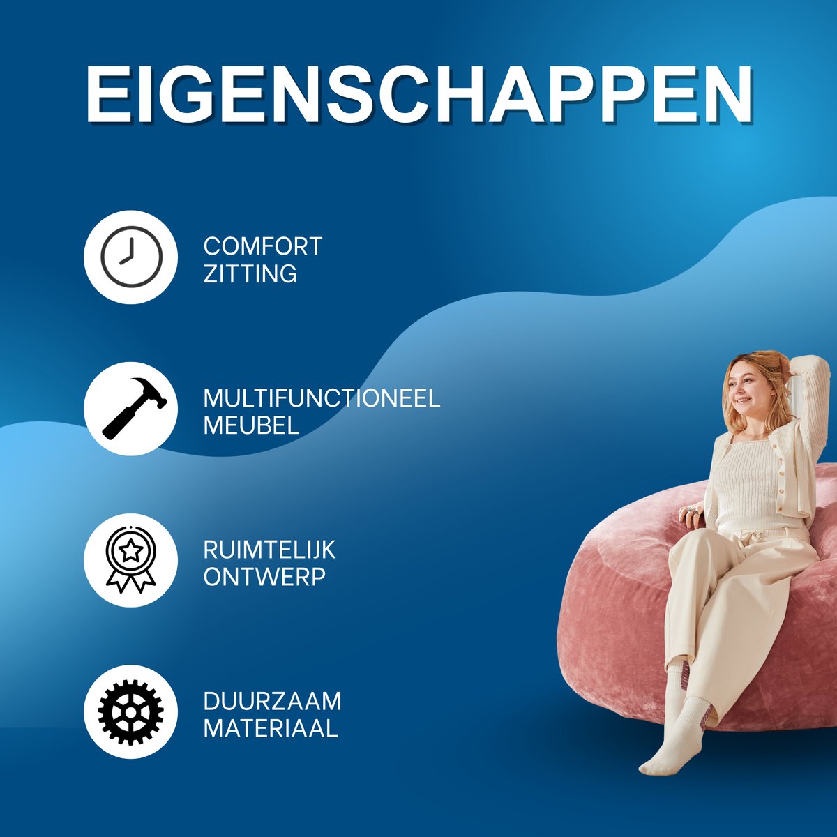 Zitzak Volwassenen – Loungestoel - Voor Slaapkamer & Balkon – Roze