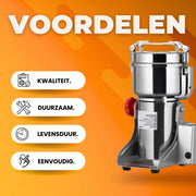 Elektrische graanmolen - Kruidenmolen - Kruiden maler - Spice grinder - RVS - 3750W - 1000gr