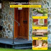 Smeedijzeren Leuning - Trapleuninghouders - Voor 1-2 Treden - 36" Hoog - Zwarte Trapleuning
