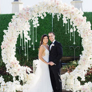 Happyment Bruiloft decoratie - Rond - Backdrop frame - Rozenboog - Boog - Versiering accessoires - Wit