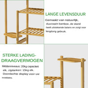 Bamboe Plantenstandaard Mamut - 6 laags - Plantenrek - Plantentafel - Voor binnen & buitengebruik - Bloempothouder
