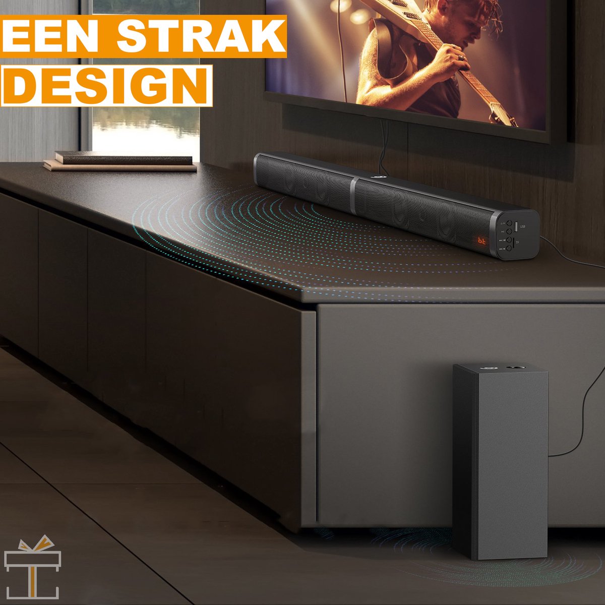 Happyment® Soundbars voor TV & PC - Bioscoop ervaring - Subwoofer - Bluetooth - 3D stereo surround sound USB - 100W