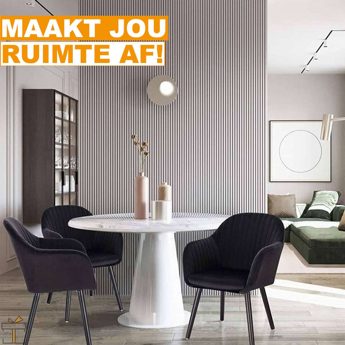 Eetkamerstoelen Zwart Deluxe - Set van 4 - Woonkamerstoelen met rugleuning - Keukenstoelen - Fauteuil - Kuipstoel - Fluweel