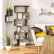 Bolt Edge Boekenkast - 6 Vakken - Bruin - Houten Boekenkast - 60x23.5x160CM