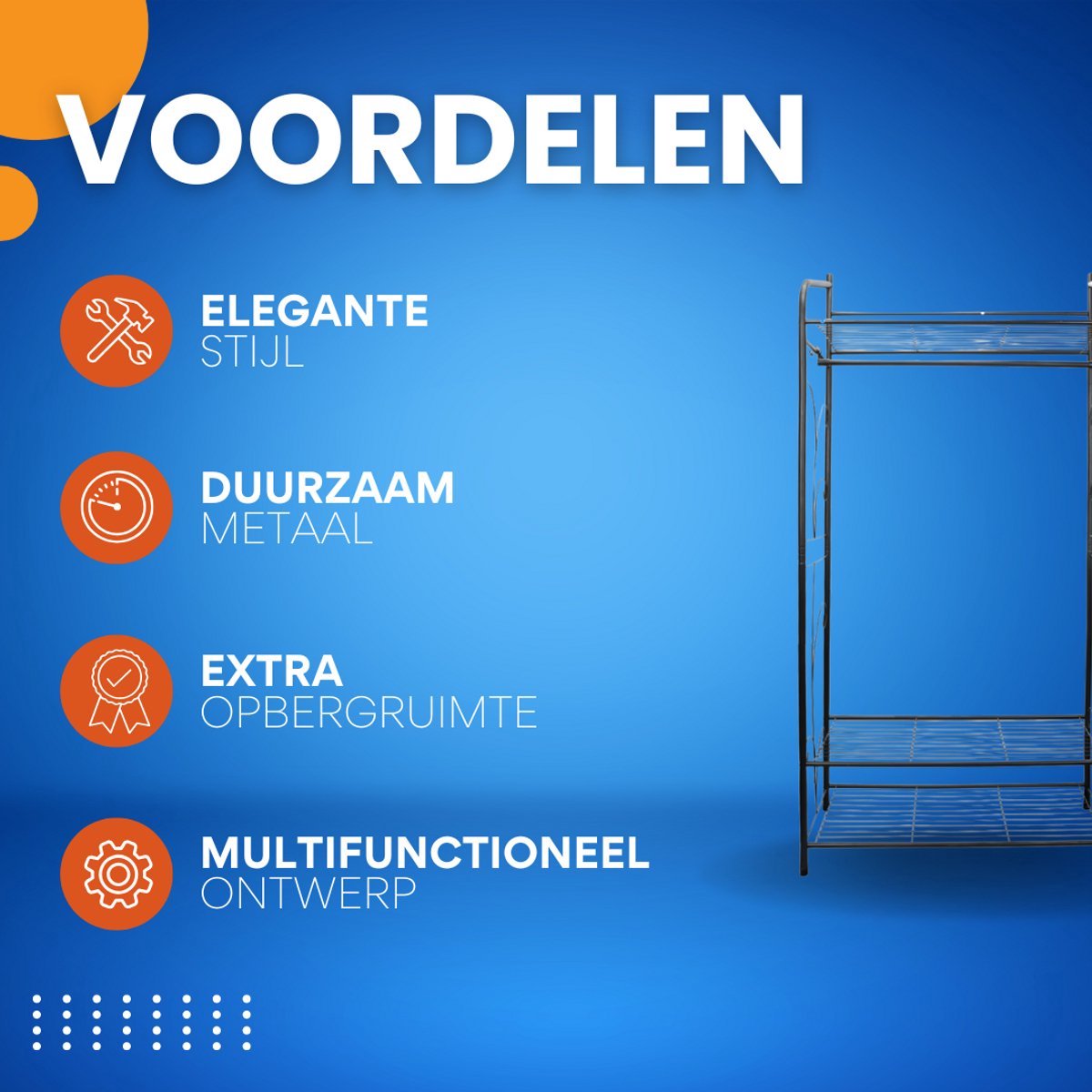 Moderne kledingkast Valora metaal - Kledingrek - Goud - Met kledingroede voor hal, slaapkamer of woonkamer - 80cm