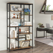 Boekenkast Myralis - 8 Lagen - Boekenrek Opbergrek - Stellingkast Metaal - Voor Kantoor, Woonkamer of Slaapkamer - Bruin