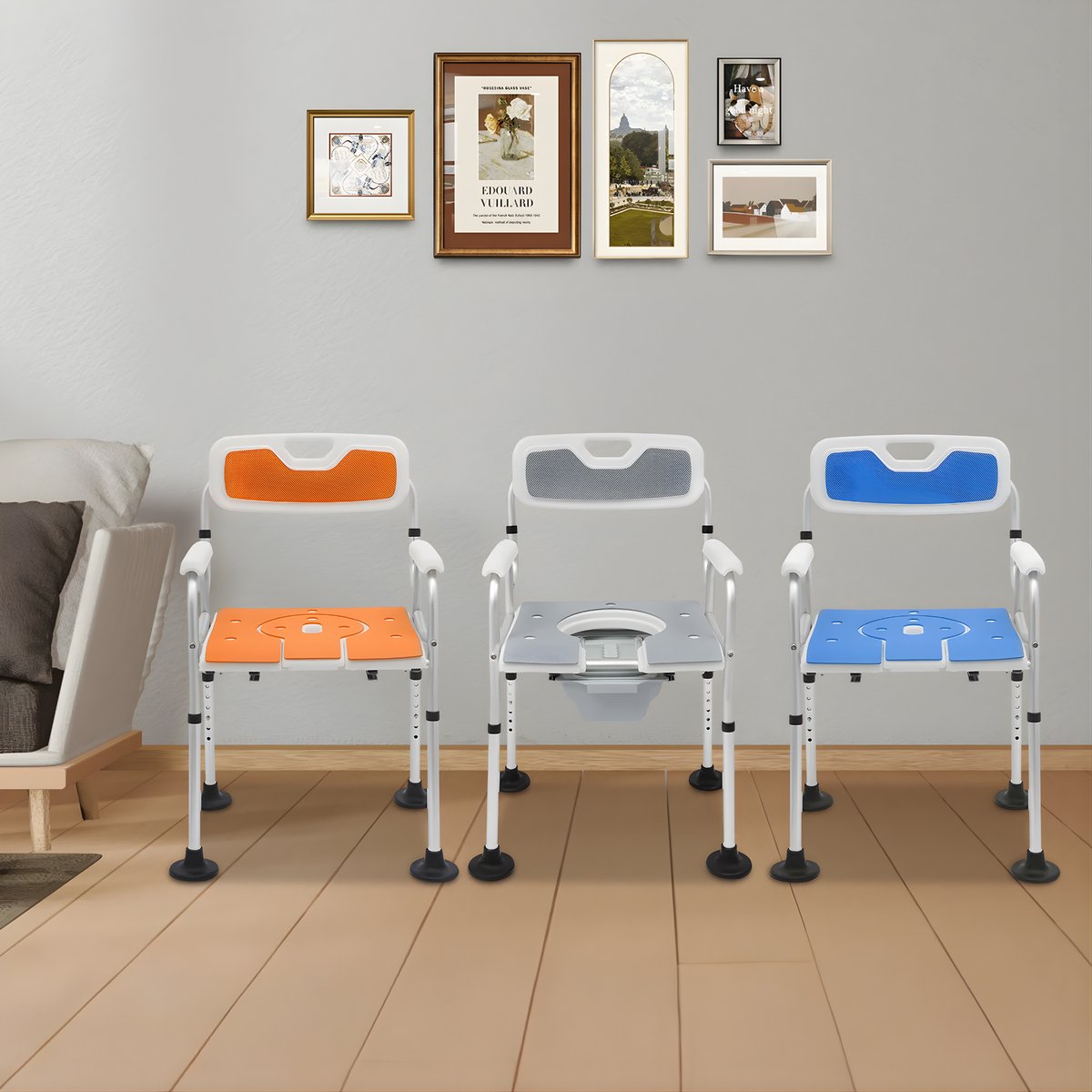 Toiletstoel - Postoel – Voor Thuisgebruik Ouderen & Gehandicapten – Grijs