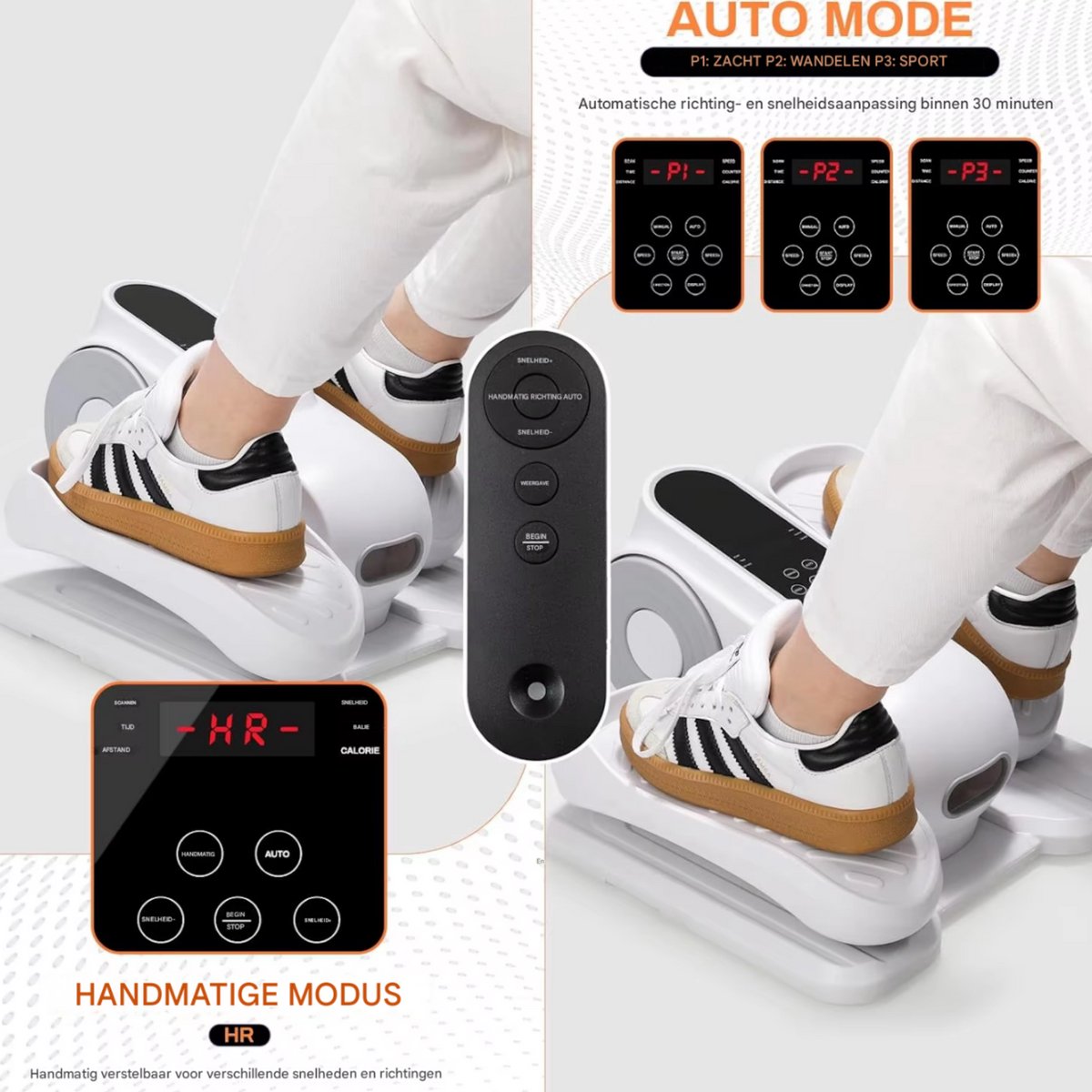 Elliptische Trainer - Voor Senioren & Thuisfitness - Mobiliteitstrainer -Met voetmassage - Ellipsmachine - Onder bureau