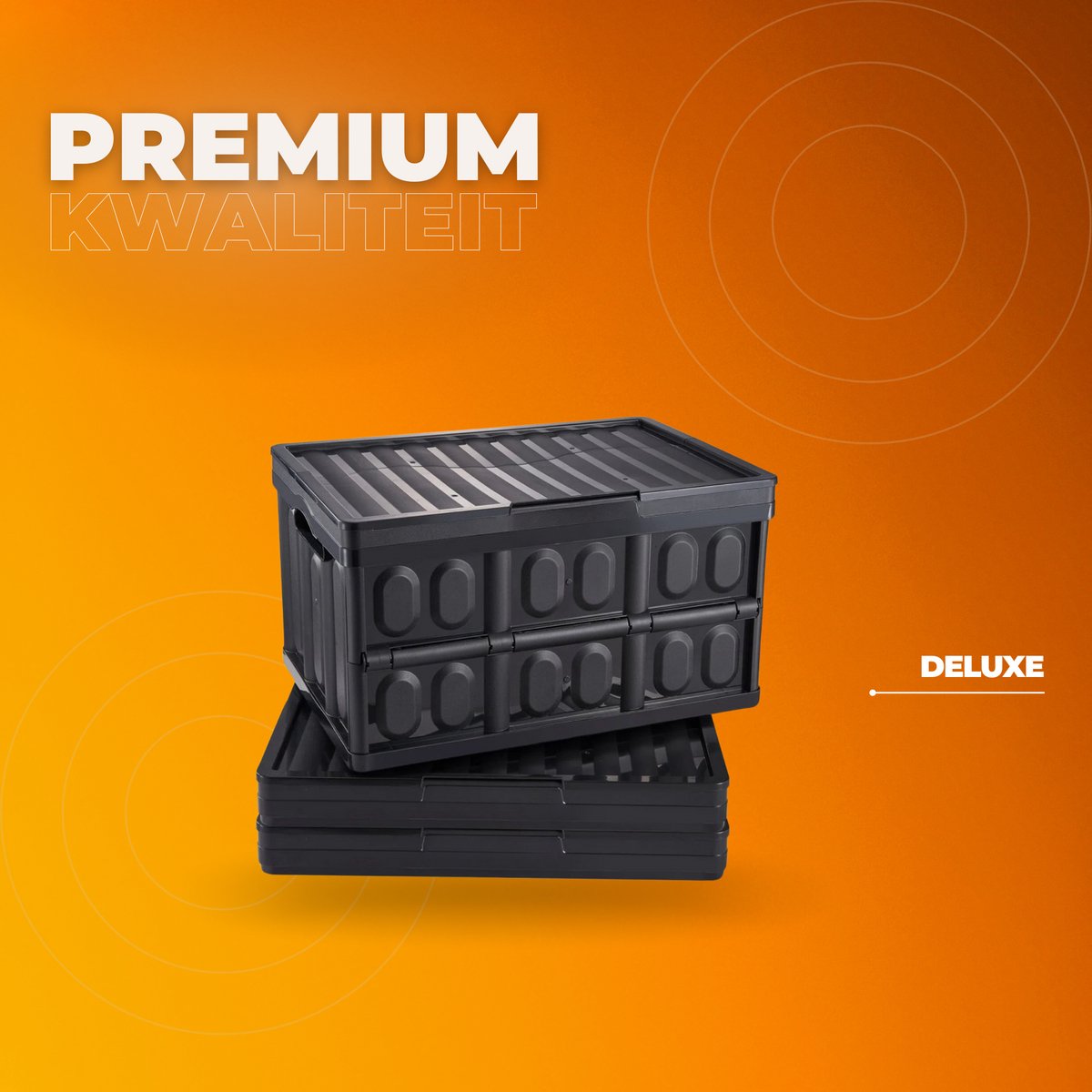 Opbergdoos met deksel - Set van 3 - Opbergbox 45L - PP Verhuisdozen - Opbergboxen - Opbergmanden kunststof