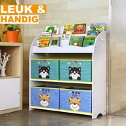 Happyment Boekenkast voor kinderen - Speelgoedkast - Kinderkamer - Opbergkast kind - Boekenrek - Hout - 83x30x98cm