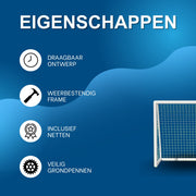 Draagbaar Voetbaldoel - Buitenspeelgoed - Voetbalgoal - Voor Kinderen & Volwassenen - Inclusief 2 Voetbalnetten & Grondpennen - 244 × 152 cm