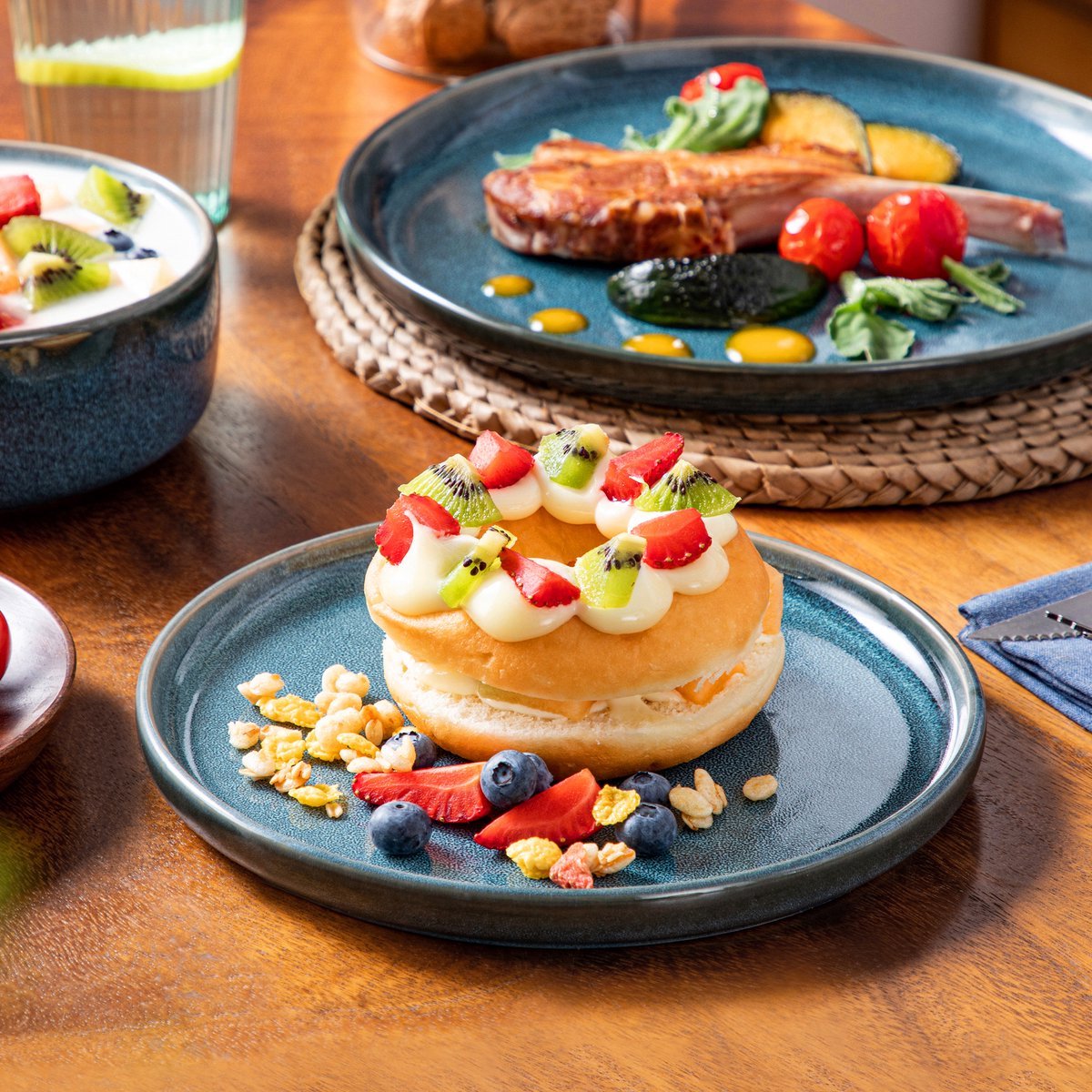 Ornamental Serviesset - Serviesset - 8 persoons - 24 delig - Blauw Keramisch - Breakfast Plates