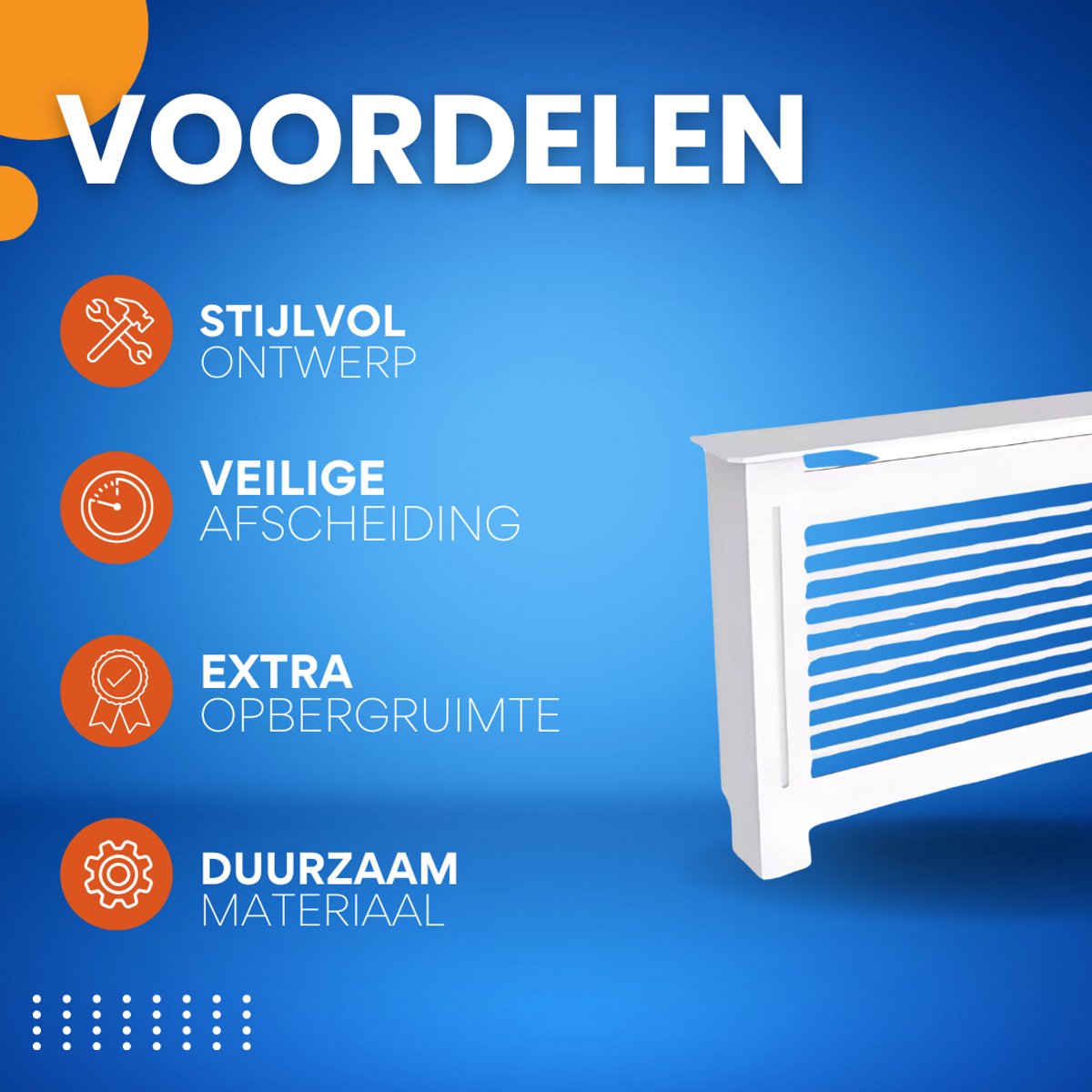 Radiatorombouw - 111x92 cm - Ombouw rooster - Horizontale panelen - MDF - Stijlvol - Wit