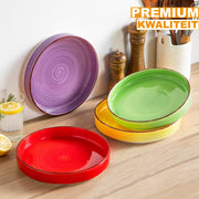Lucenzo Kommen - 8 delig - 8 persoons - 4 kleuren - Dinerborden - Bordenset - Diepe borden - Ontbijtborden - Servies - Keukenservies