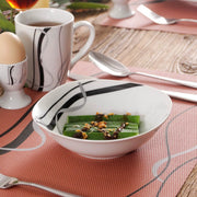Montario Salade Kom - 24 delig - 6 personen- Wit/Zwarte Strepen - Dinerborden - Bordenset - Diepe borden - Ontbijtborden - Servies - Keukenservies