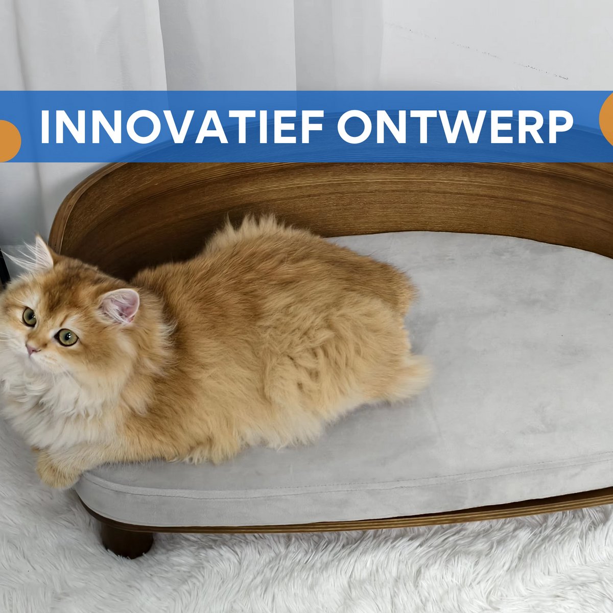 Verhoogde Kattenmand - 64cm - Kattenbed - Houten kattenbench voor Binnen - Lounge Fauteuil voor Katten, Puppies of Kleine Dieren