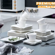 Noble Serviesset – 6 persoons – 30 delig – Wit Keramisch – Dinerborden – Kleine Borden