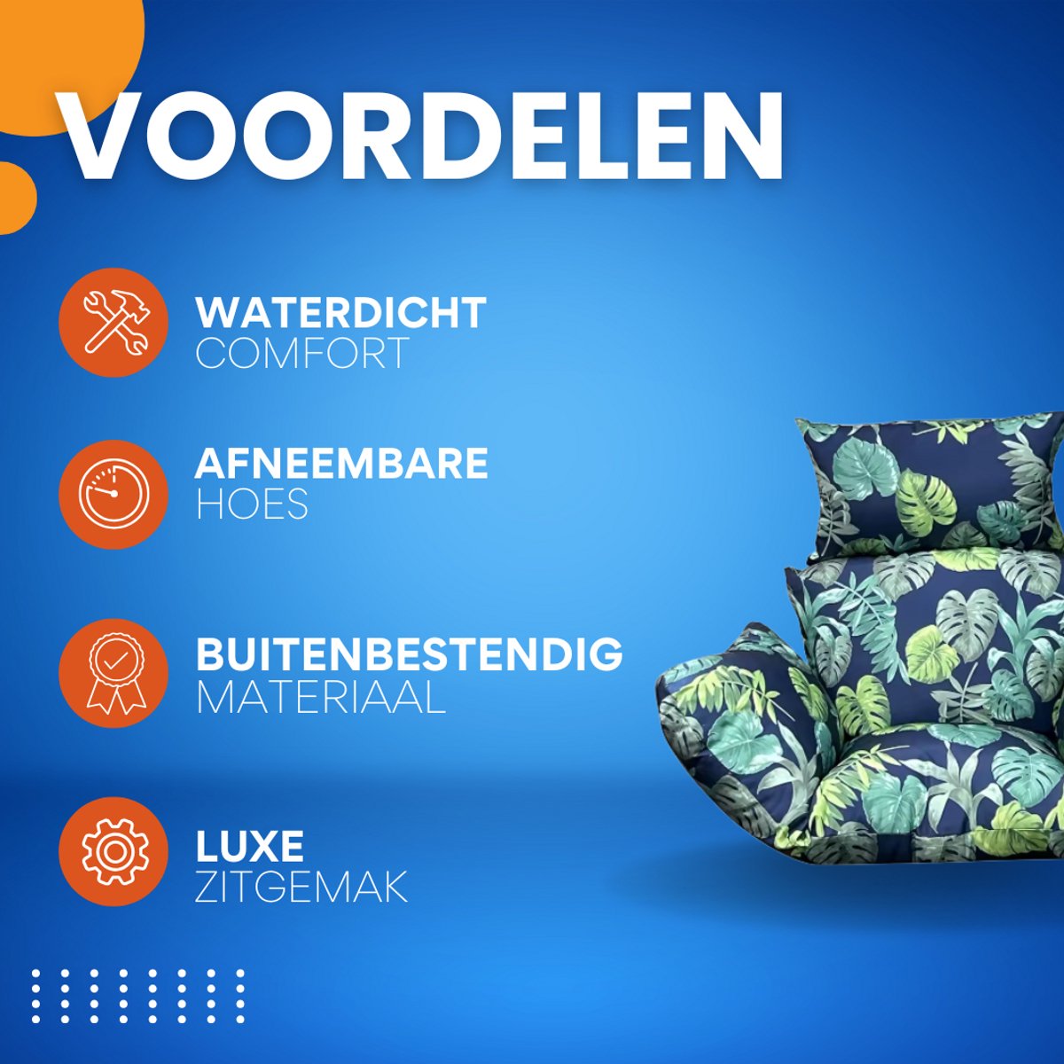 Zitkussen voor egg hangstoel - Waterdicht - Groen - Voor Egg chair - Tuinschommel & Terras - Afneembaar en Wasbaar