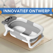 Babybadje - Grijs - Temperatuurweergave - Baby bad met standaard - Zitbad - Kinderbad - Opvouwbaar