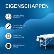 Opvouwbare Massagetafel - Behandeltafel - Professionele massage - Ontspanning - Voor Spa, Salon, Kliniek & Thuis - Inclusief Kussen - Wit