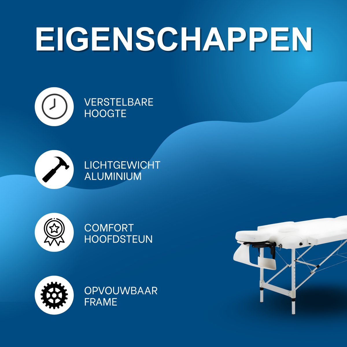 Opvouwbare Massagetafel - Behandeltafel - Professionele massage - Ontspanning - Voor Spa, Salon, Kliniek & Thuis - Inclusief Kussen - Wit