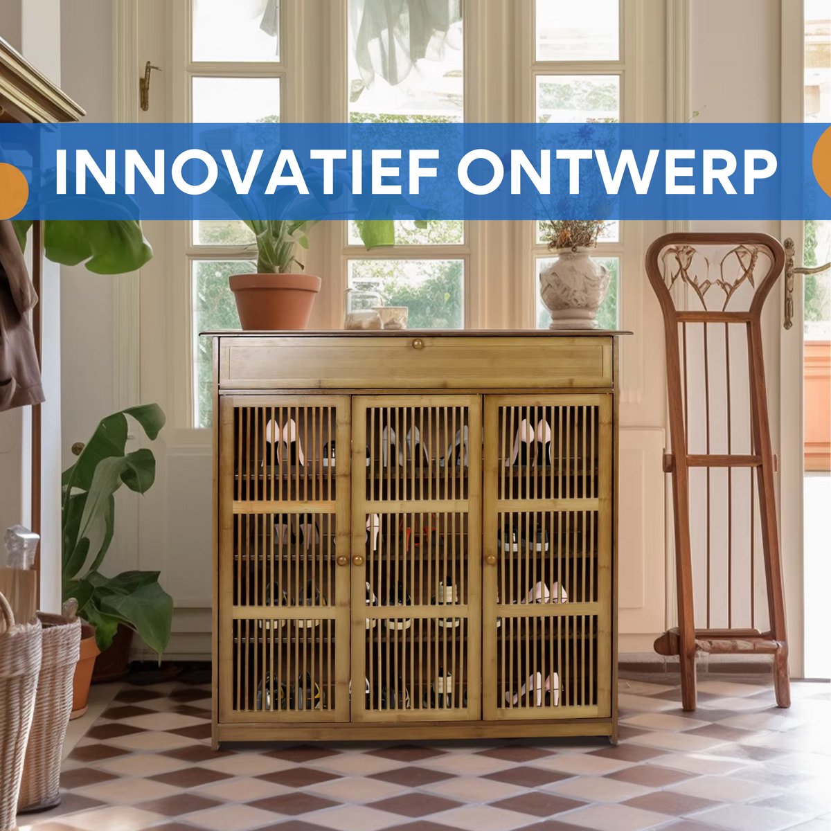XXL Vintage Schoenenkast - Schoenenrek - 20 paar - Voor Entree - Met deuren