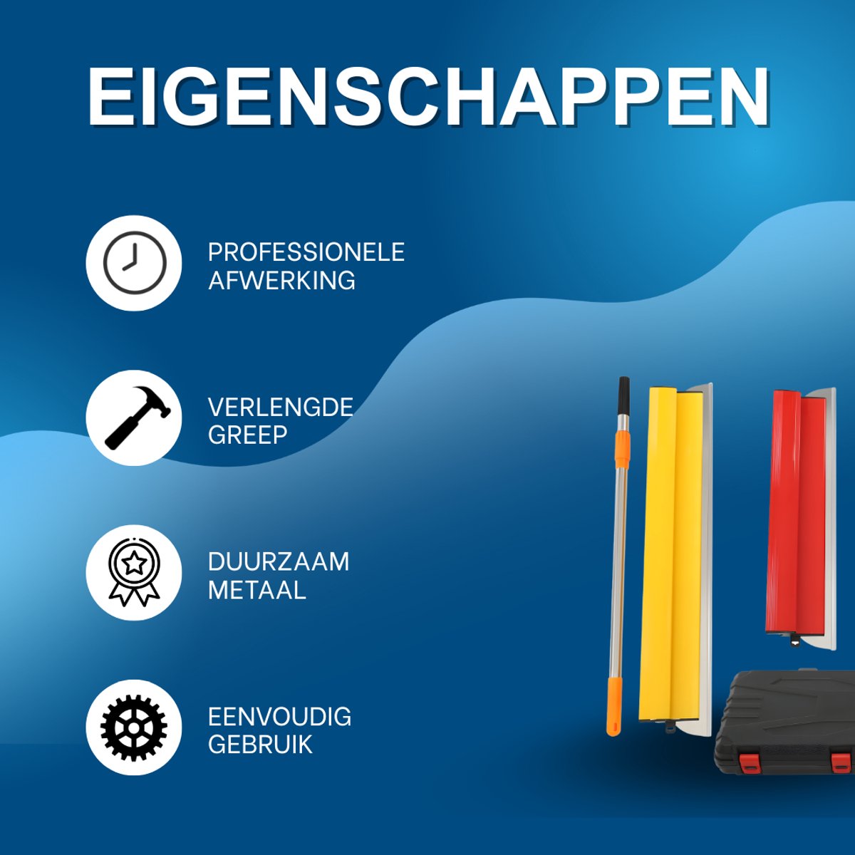 Teken- en afwerkset - Voor muren en pleisterwerk - Droogtekeningbladen met verlenggreep - Multi