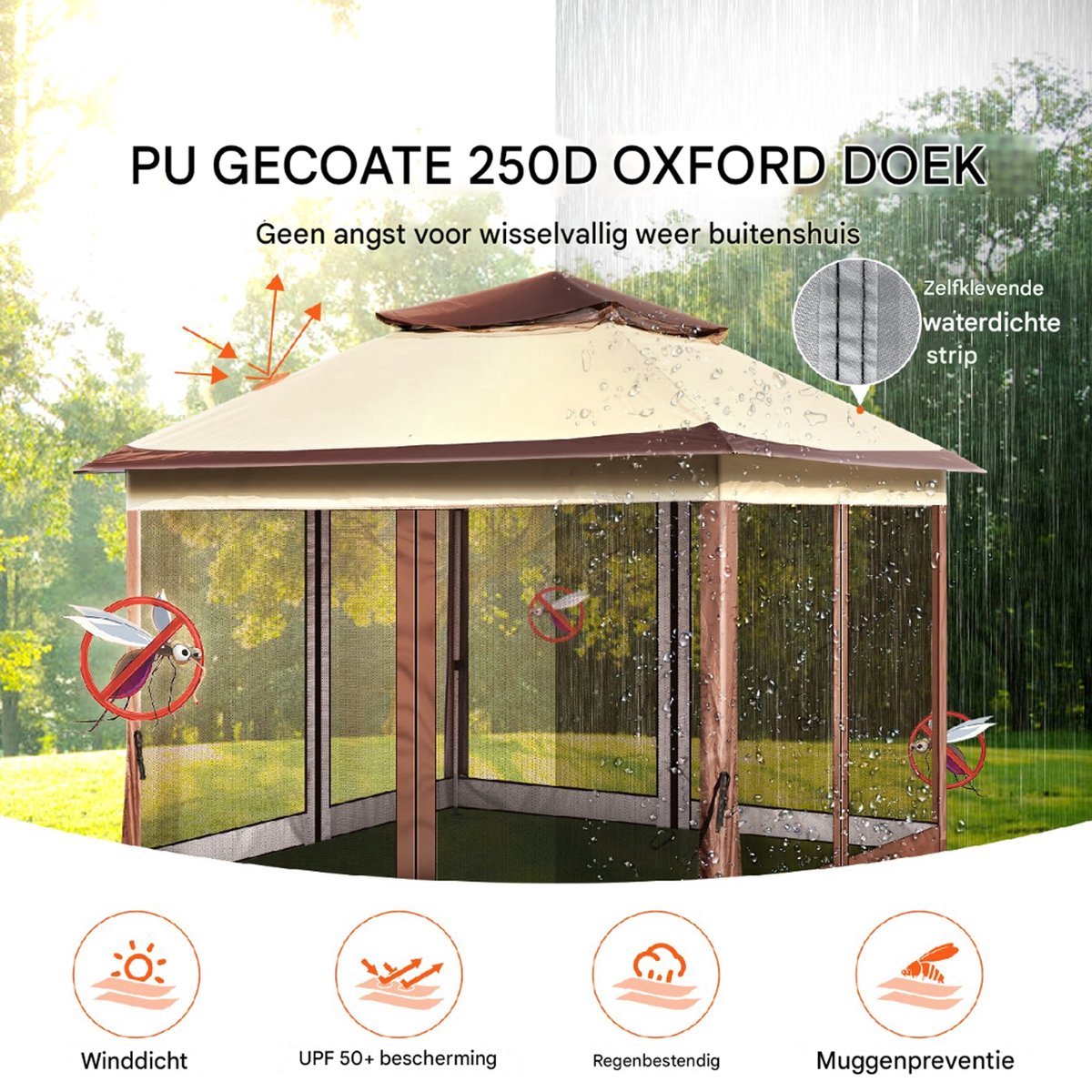 Luxe paviljoen - Partytent - Tuintent - Compact ontwerp - 218x330x300 cm