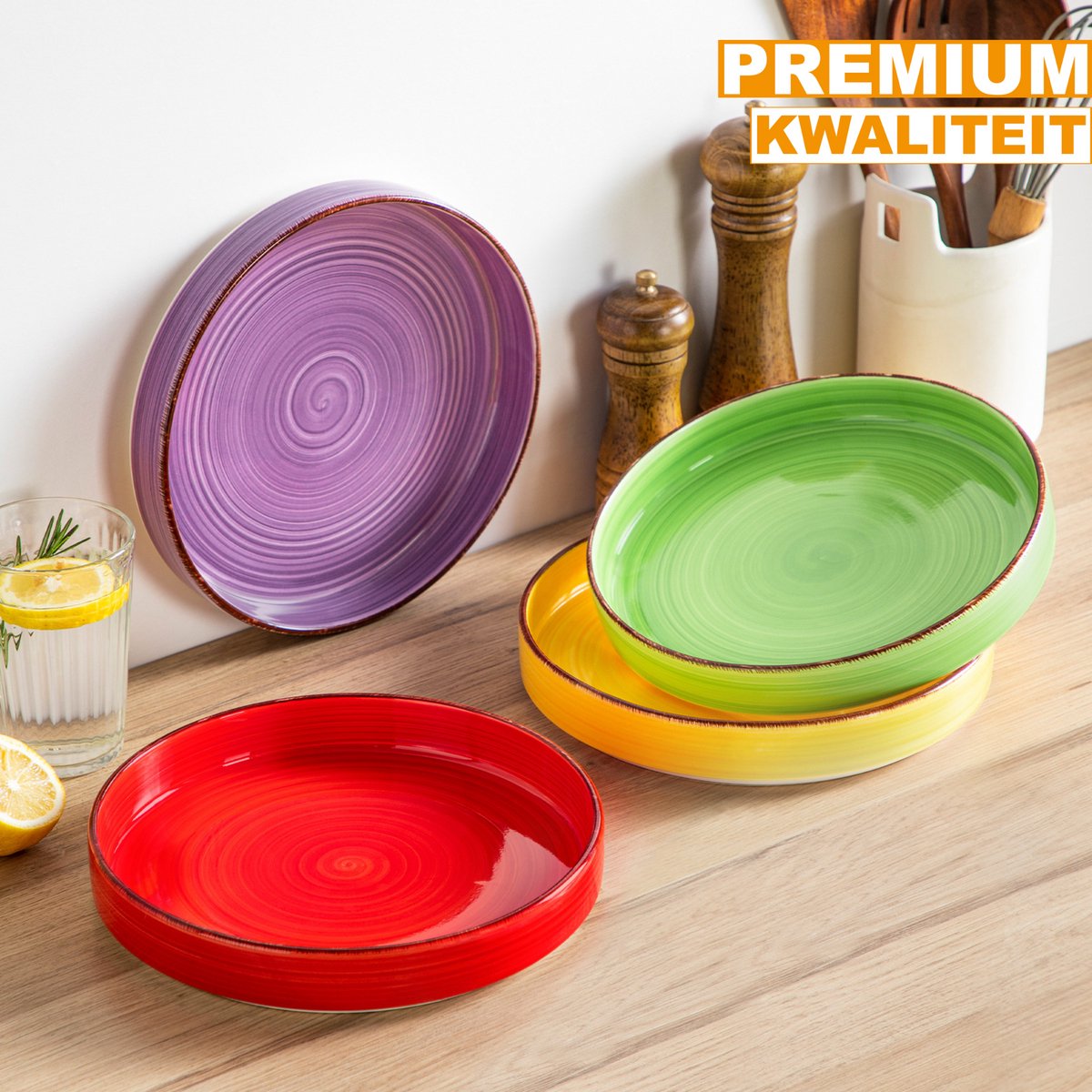 Zafiro Serviesset - 4 delig - Wit/Goud - Dinerborden - Bordenset - Diepe borden - Ontbijtborden - Servies - Keukenservies