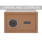 Kluis – Voor Thuiskantoor en Hotel – Digitale Veiligheidskluis met Alarm en Elektronisch Toetsenbord – Coffee, Robuust Koudgewalst Staal