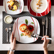 Lavish Serviesset – 6 persoons – 30 delig – Rood wit Keramisch – Dinerborden – Ontbijtborden