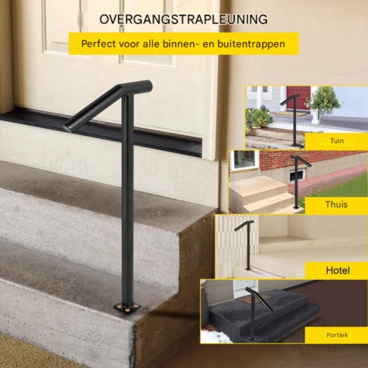 Korte trapleuning - Balustrade - Houders - Leuningen voor Trappen - Staal - Met trapleuninghouders - 45CM