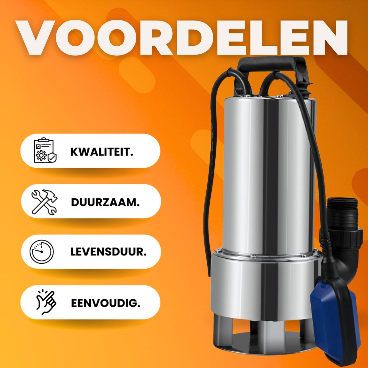 Dompelpomp PRO - Waterpomp Vuil water - 1300W - Elektrisch Tuinpomp met 20000L/u