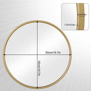 Ronde Spiegel - Moderne Wanddecoratie met Gouden Metalen Frame - Voor Badkamer, Slaapkamer, Woonkamer en Hal - Inclusief Ophangsysteem - 50x50cm
