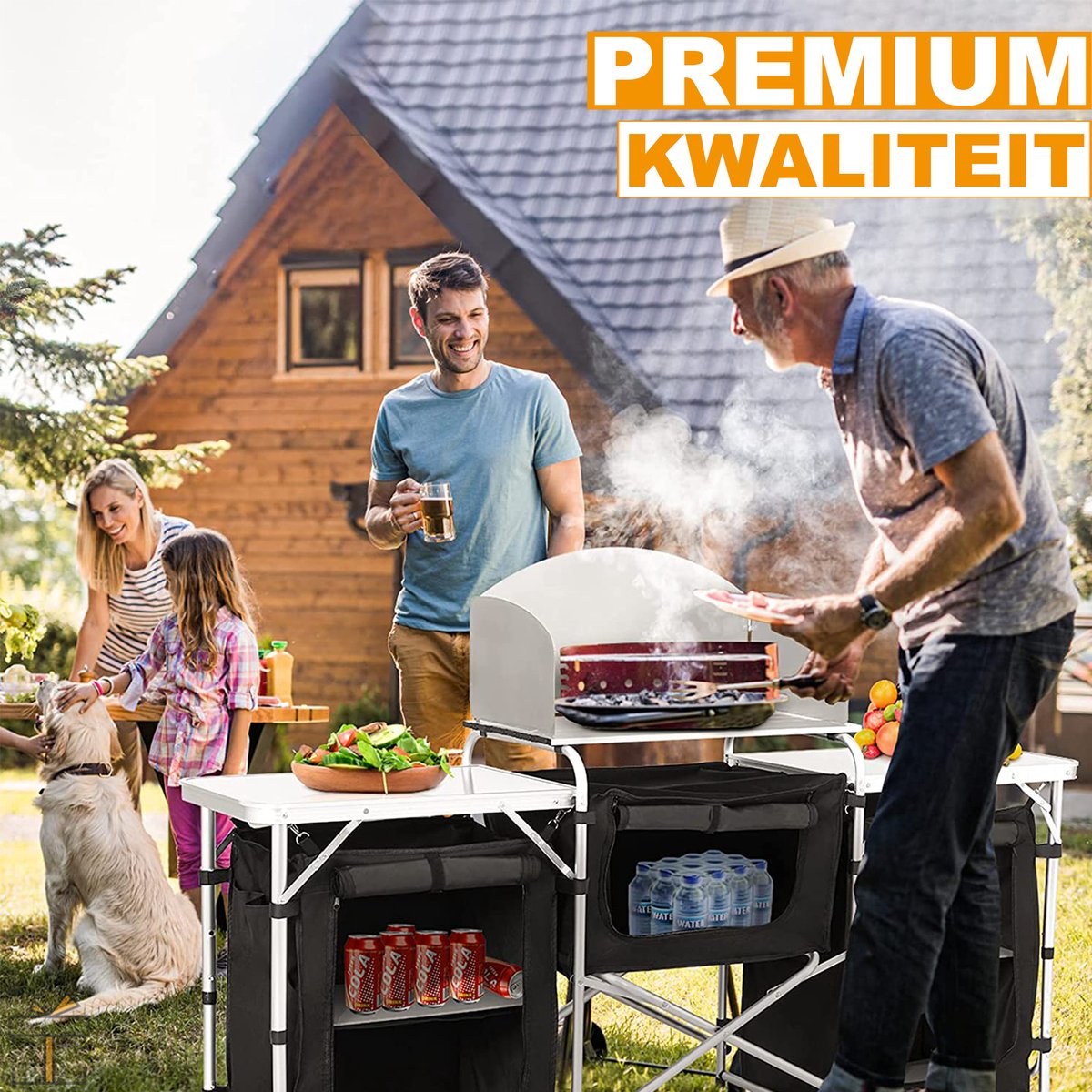 Happyment Campingkeuken deluxe - buitenkeuken inklapbaar - opvouwbaar - 2 in 1