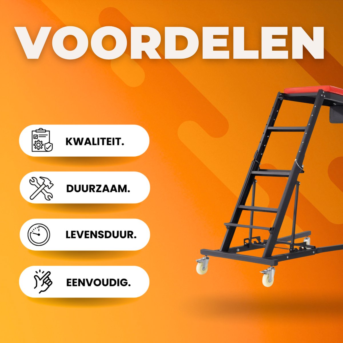 Motorkruiper PRO - Auto hulp - Hoogwerker - Motor - 1219-1930mm - Opvouwbaar & Verstelbaar - Zwart