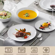 Majestic Dinerborden – Serviesset – 12 persoons – 24 delig – Wit Keramisch – Breakfast Plates – Stijlvol keramiek