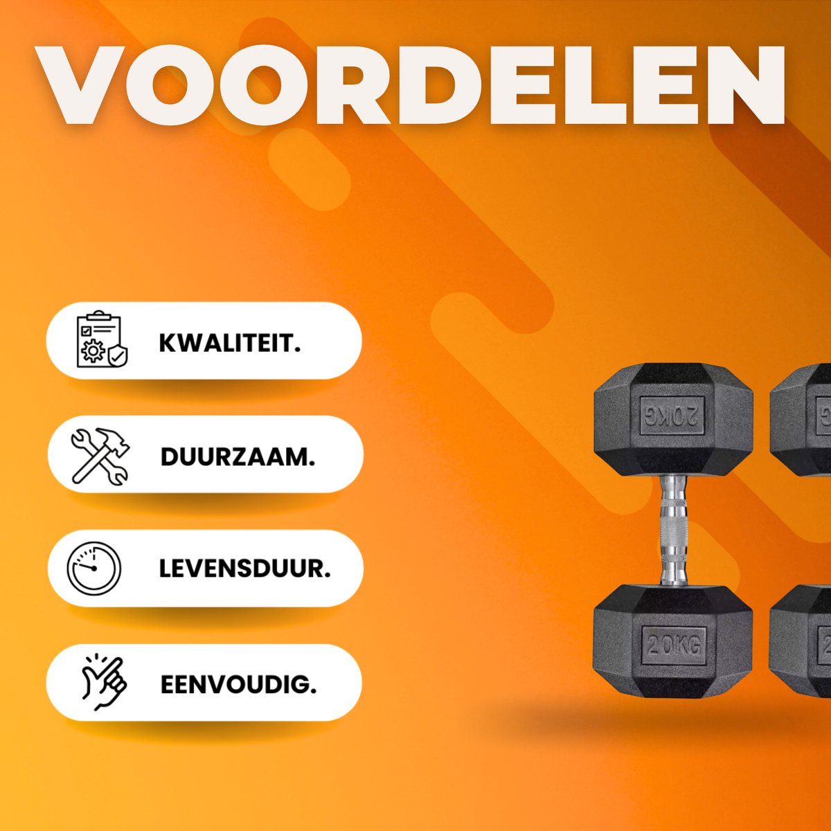 Halterset - Gewichten - Halters - Voor Krachttraining & Thuisfitness - Compacte Stalen Dumbbells van 20 kg - Set van 2
