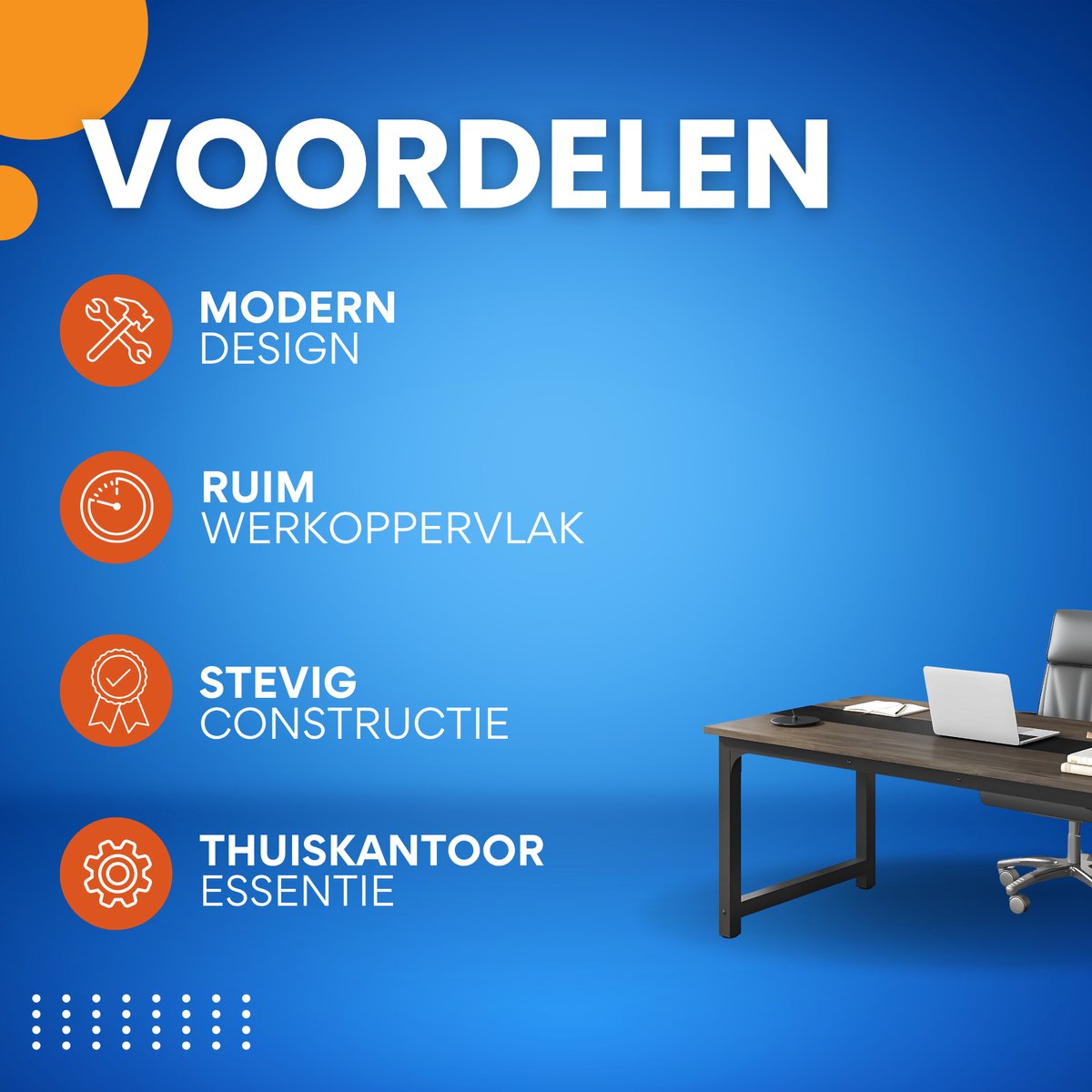 Bureau Orvion - 160cm - Grijs - Computerbureau - Voor thuis of werk